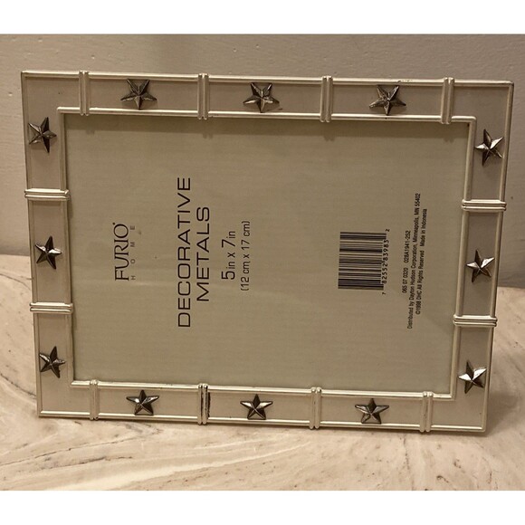 Furio Silvertone 5 in X 7 in Decorative Metal Star Rhinestone Picture Frame New - Picture 2 of 11